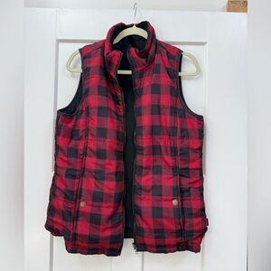 Reversible Red & Black Buffalo Plaid Puffer Vest